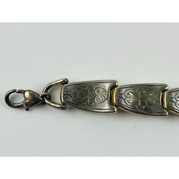 Vintage Gold and Silver Plated Link Bracelet Crystals Stamped Brighton Western - Picture 7 of 13